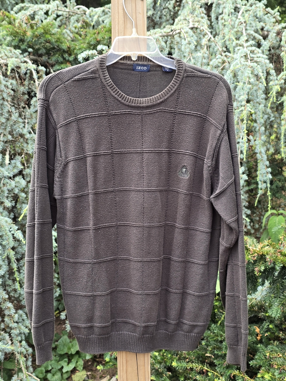 Izod Men's Green Crewneck Textured Knit Sweater